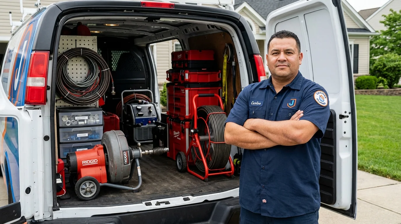 Professional drain cleaning equipment and Johns Plumbing LLC plumber in Olathe