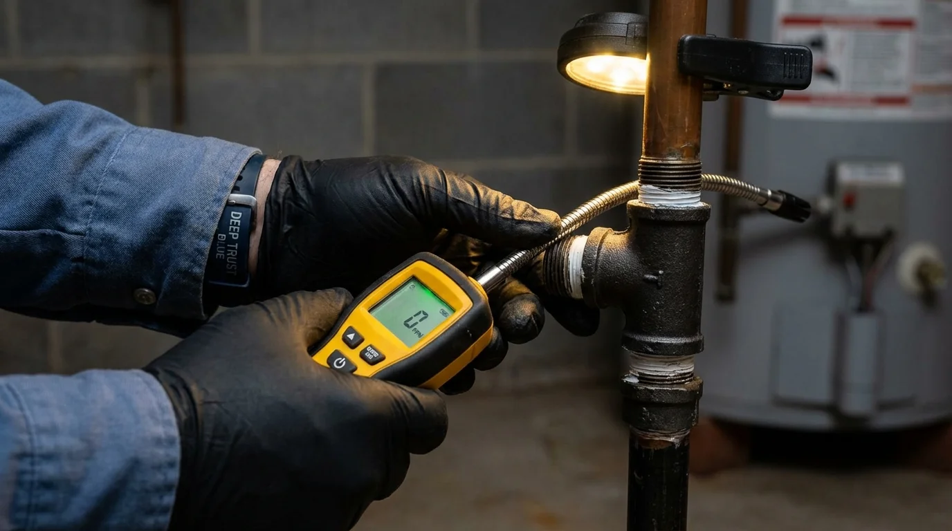 Gas leak detection with electronic sniffer by Johns Plumbing LLC in Olathe